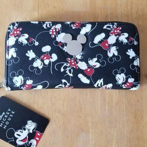 Disney Bioworld Mickey Mouse Mini Mouse Zip Around Wallet